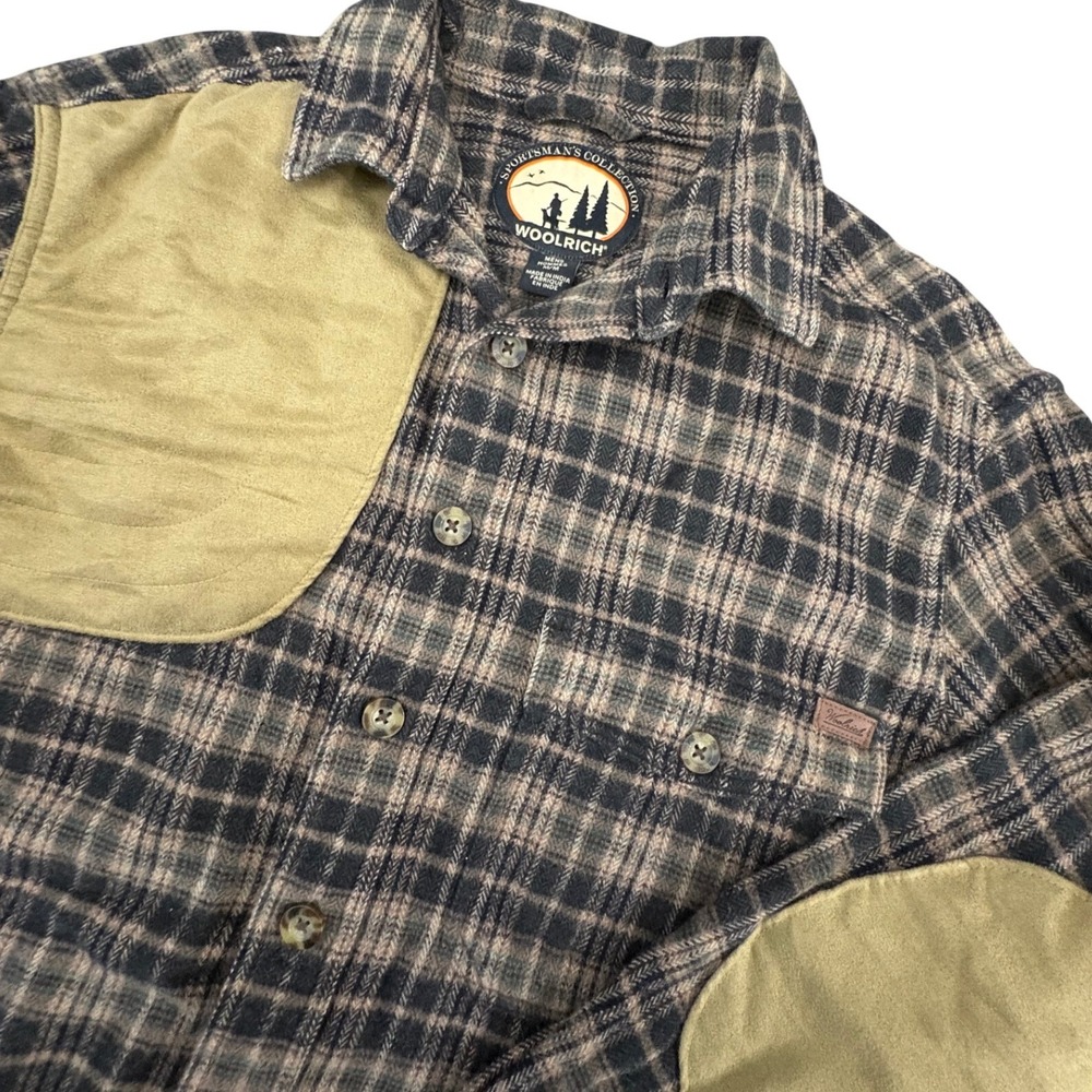 Woolrich Plaid Shooting Shirt Mens Medium Long Sleeve Flannel Elbow Patches